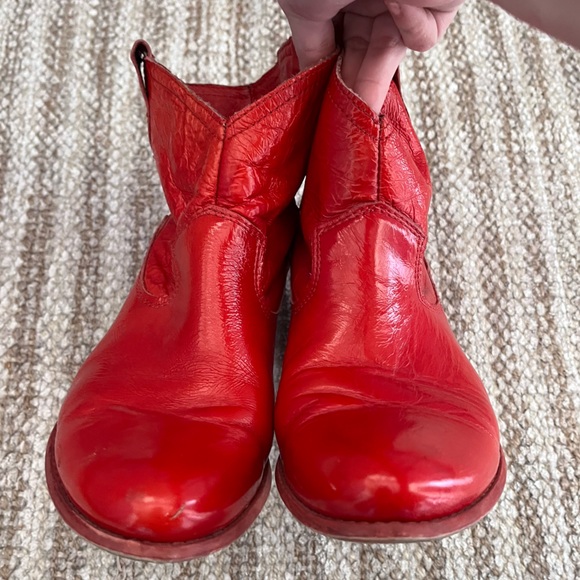 Red Leather Ankle Boots - Picture 5 of 16
